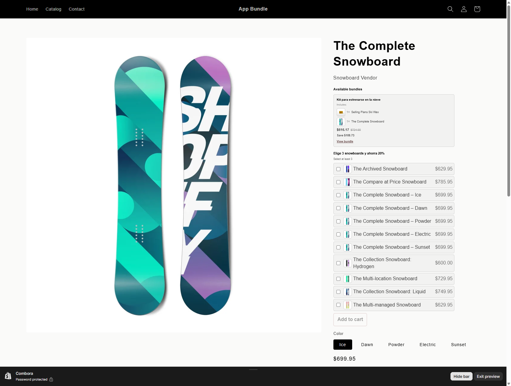 Card Available bundles en la ficha de producto