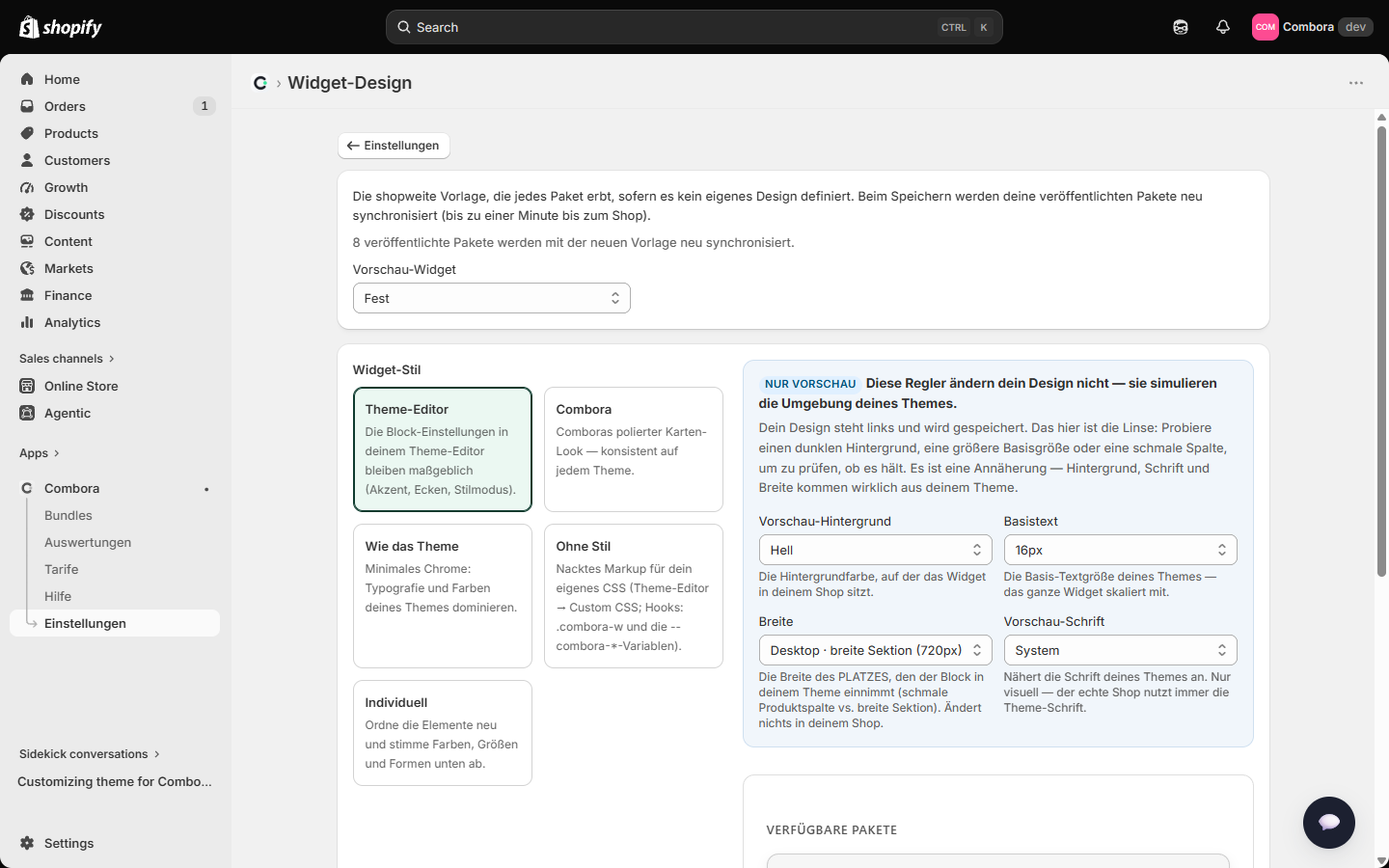 Design-Studio: die shopweite Widget-Vorlage