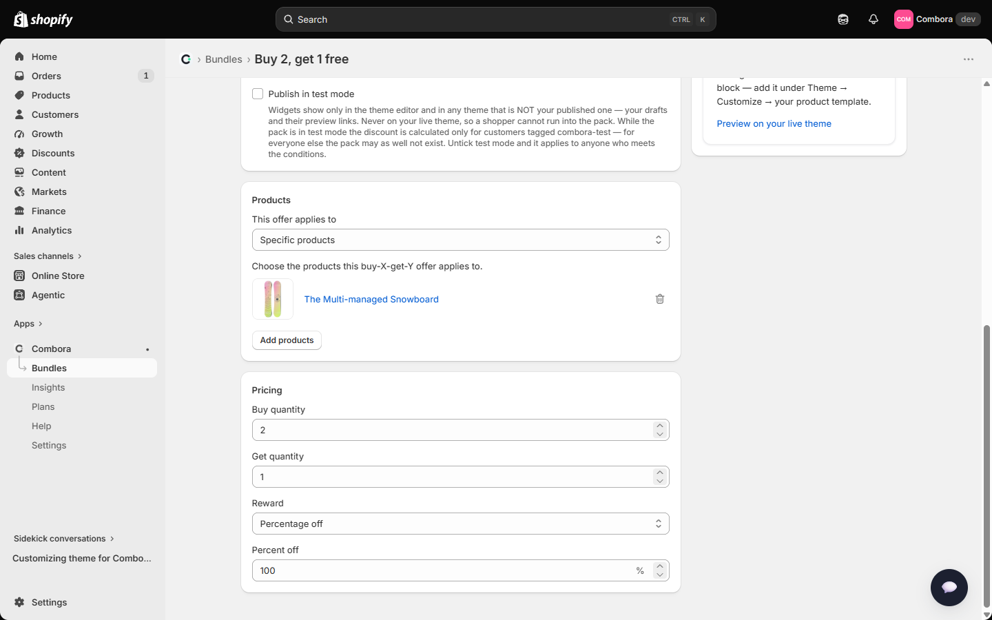BOGO editor — quantity to buy, to get and the reward