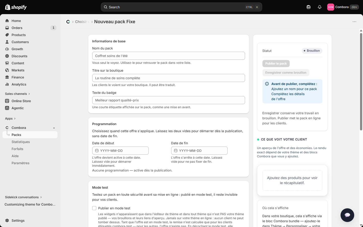 Éditeur vide avec la checklist Avant de publier
