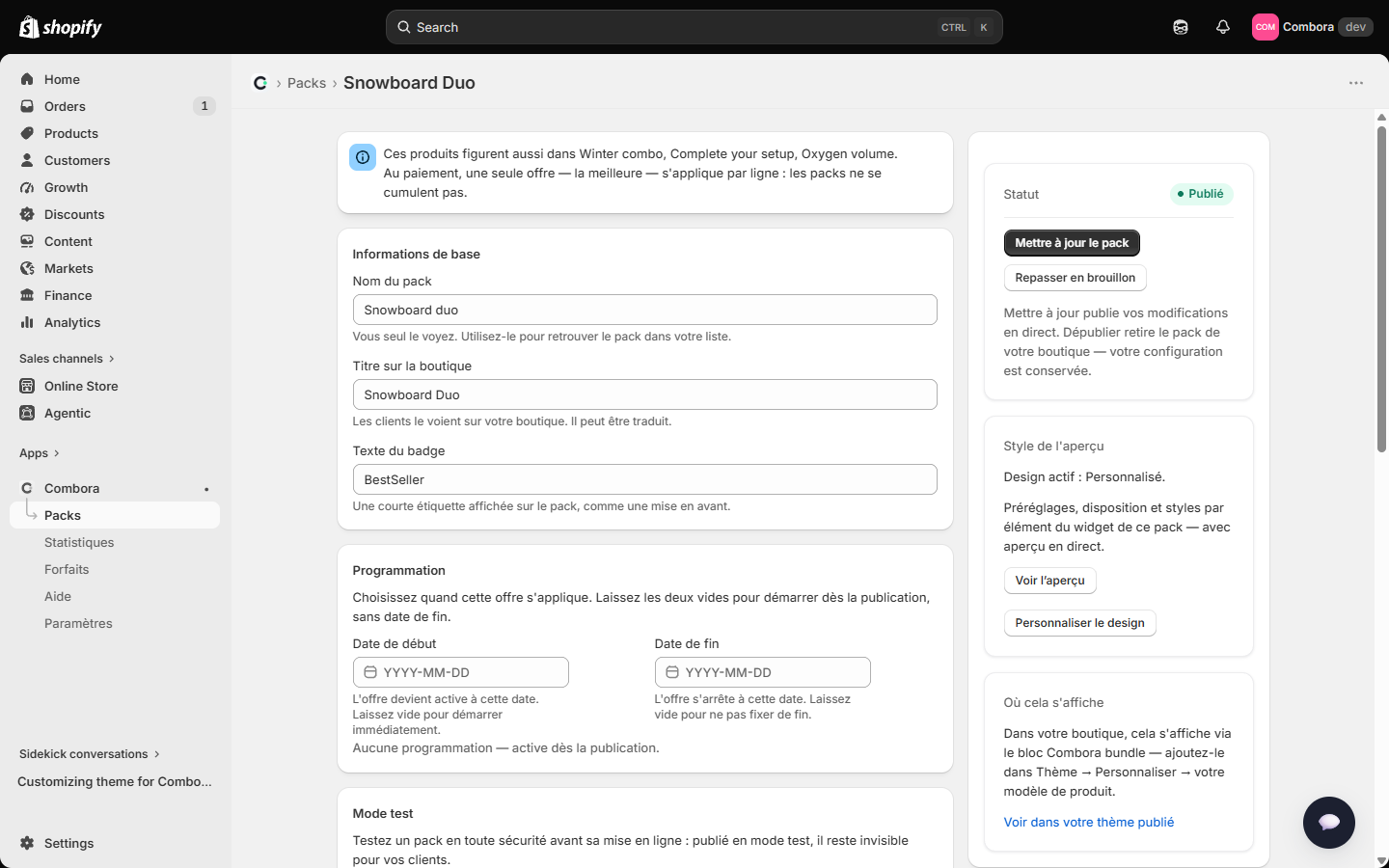 Bundle fixe publié