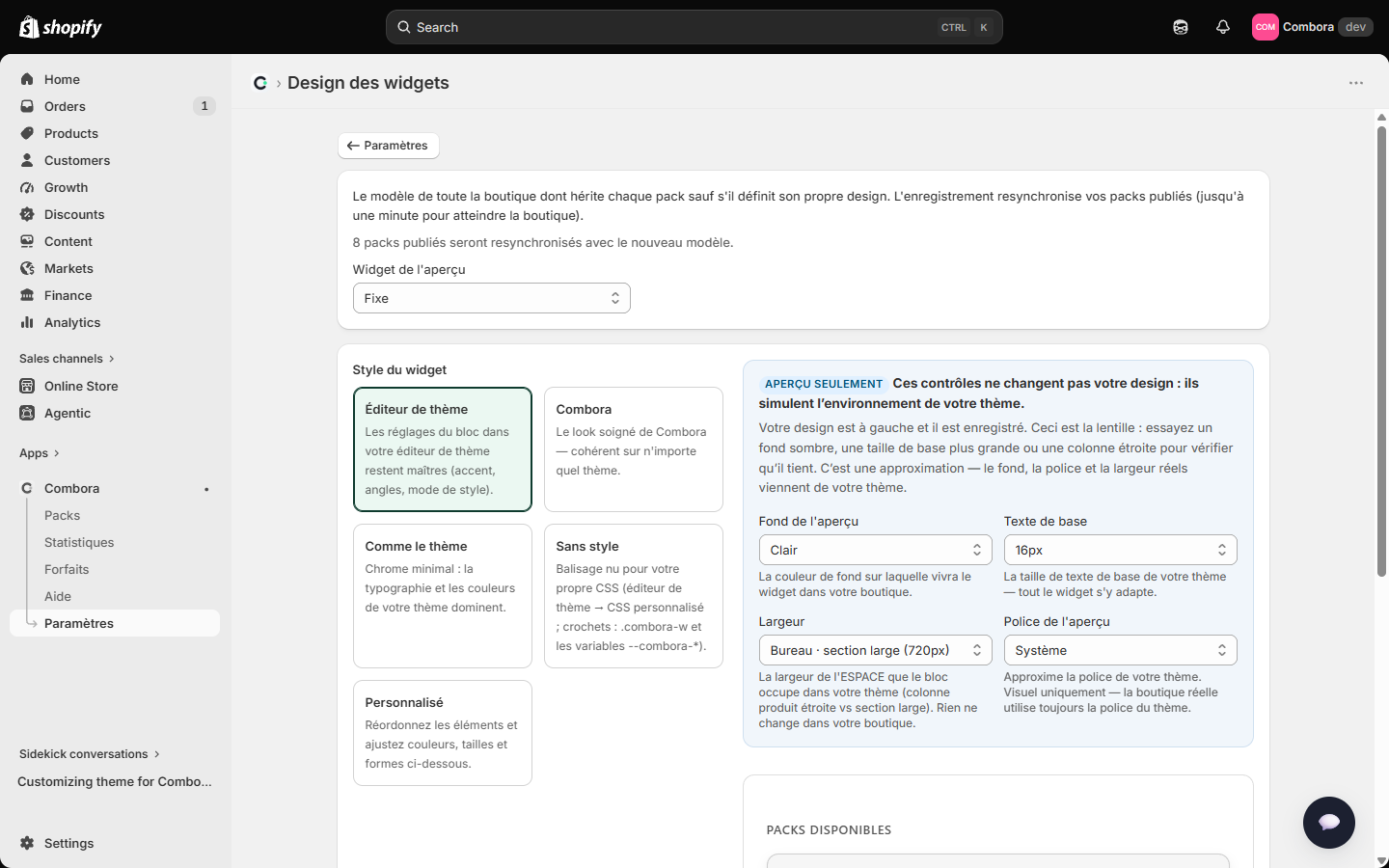 Atelier de design : le modèle de widget pour toute la boutique