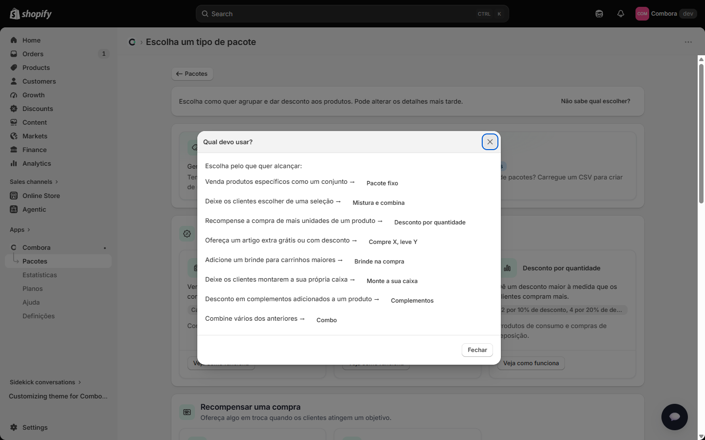 Modal Qual devo usar? com recomendações por objetivo